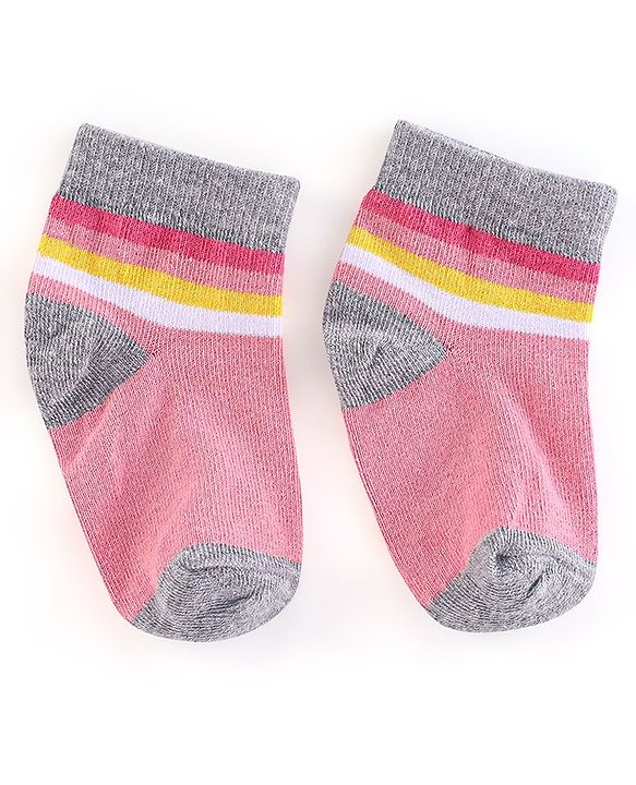 Cute Walk by Babyhug Non Terry Anti Bacterial Ankle Length Socks Unicorn Design Pack of 5 - Pink & White