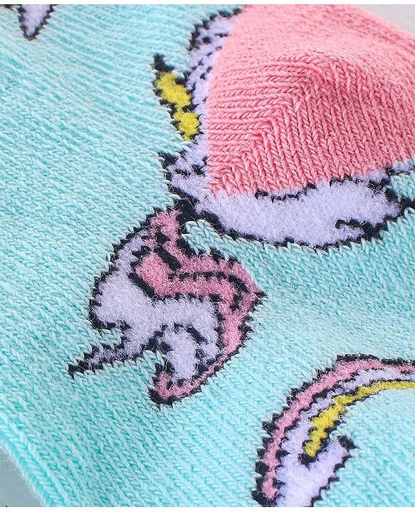 Cute Walk by Babyhug Non Terry Anti Bacterial Ankle Length Socks Unicorn Design Pack of 5 - Pink & White