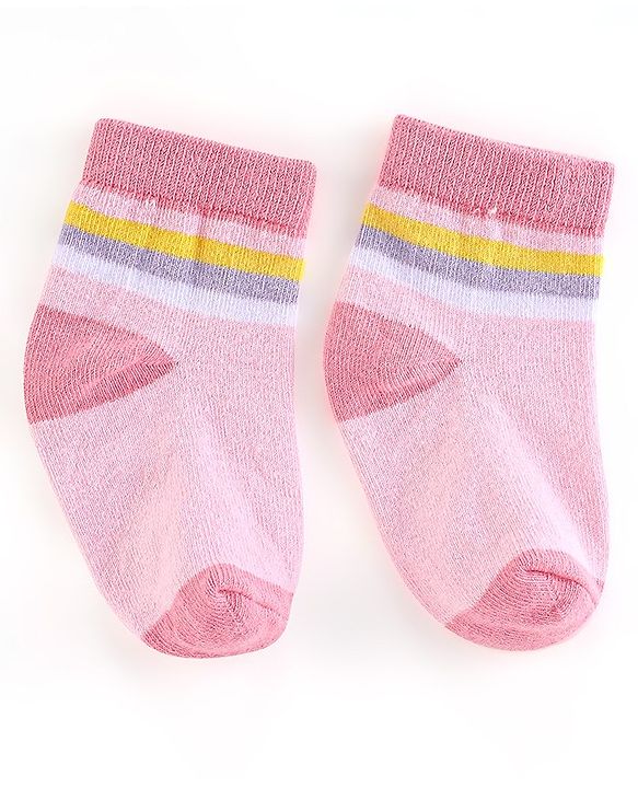 Cute Walk by Babyhug Non Terry Anti Bacterial Ankle Length Socks Unicorn Design Pack of 5 - Pink & White