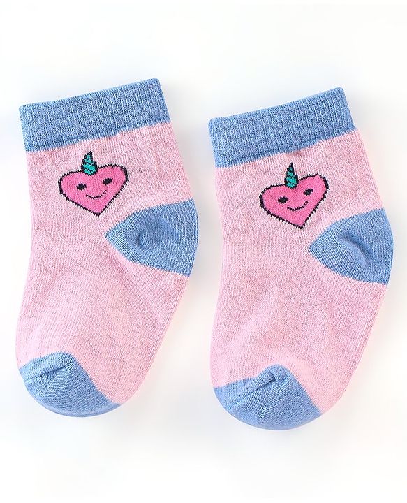 Cute Walk by Babyhug Non Terry Anti Bacterial Ankle Length Socks Unicorn Design Pack of 5 - Pink & White
