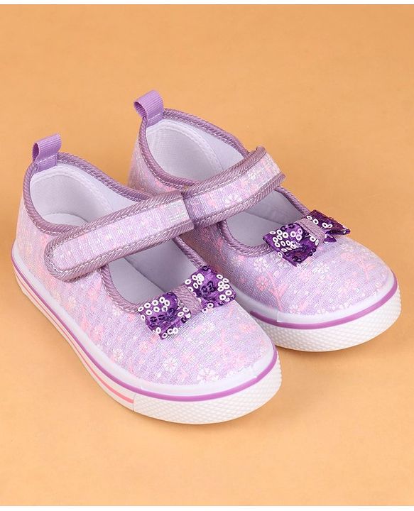 Cute Walk by Babyhug Velcro Closure Casual Shoes With Bow Applique - Purple