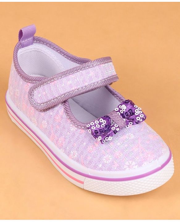 Cute Walk by Babyhug Velcro Closure Casual Shoes With Bow Applique - Purple