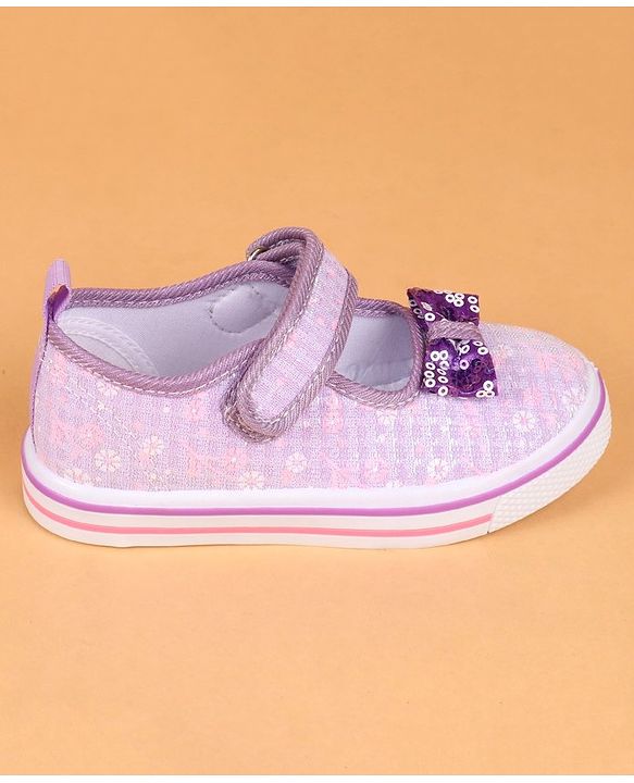 Cute Walk by Babyhug Velcro Closure Casual Shoes With Bow Applique - Purple