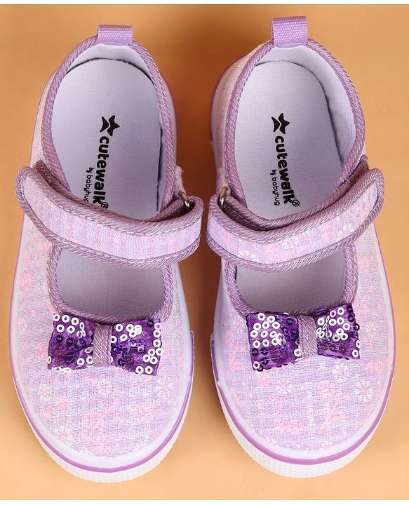 Cute Walk by Babyhug Velcro Closure Casual Shoes With Bow Applique - Purple