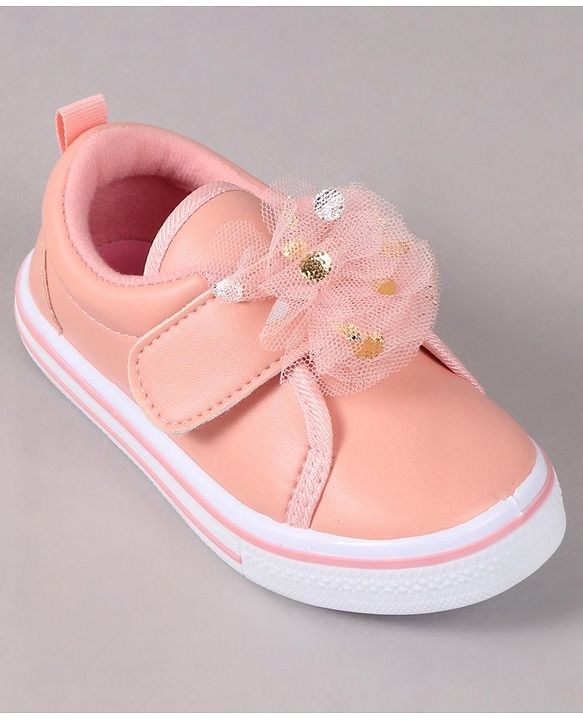 Cute Walk by Babyhug Velcro Closure Casual Shoes With Floral Applique - Pink