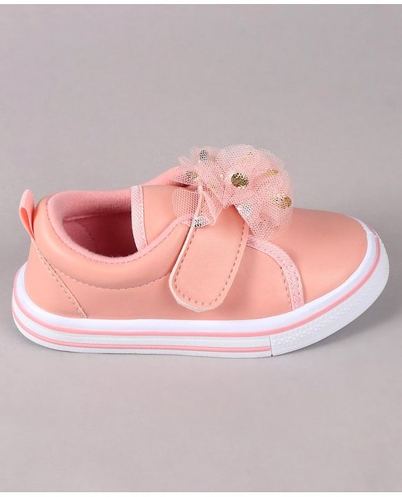 Cute Walk by Babyhug Velcro Closure Casual Shoes With Floral Applique - Pink