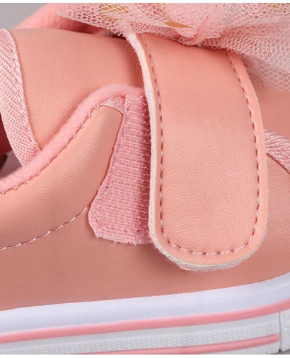 Cute Walk by Babyhug Velcro Closure Casual Shoes With Floral Applique - Pink