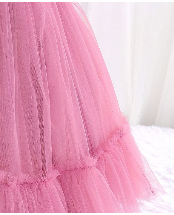Babyhug Sleeveless Sequined Party Frock with 3D Floral Applique - Dusky Pink