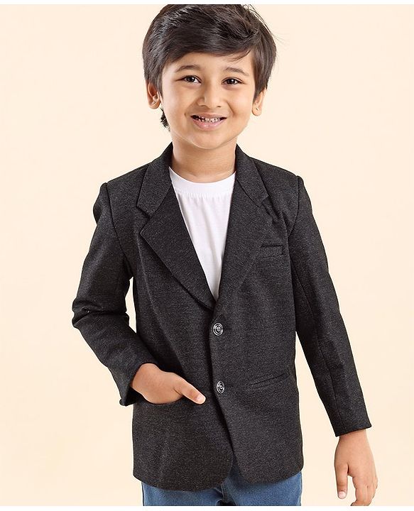 Babyhug Full Sleeves Solid Color Party Wear Blazer - Black