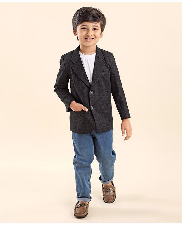 Babyhug Full Sleeves Solid Color Party Wear Blazer - Black