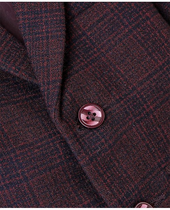 Babyhug Full Sleeves Textured Party Wear Checked Blazer - Purple