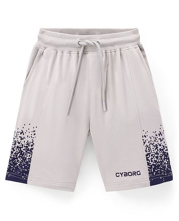 Pine Kids Cotton Knit Knee Length Short Cyborg Print - Dawn Blue