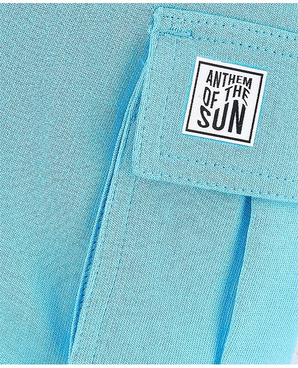 Pine Kids Cotton Knit Knee Length Solid Short - Turquoise Blue