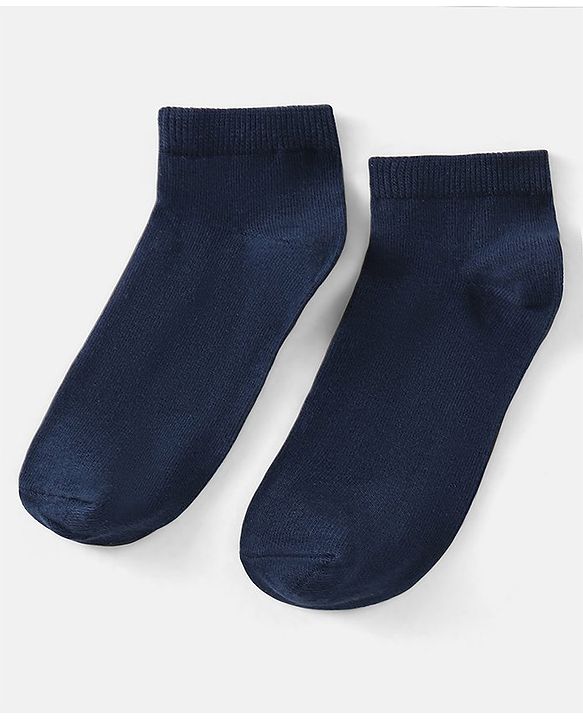 Pine Kids Solid Ankle Length Socks Pack of 3 - Navy Peony