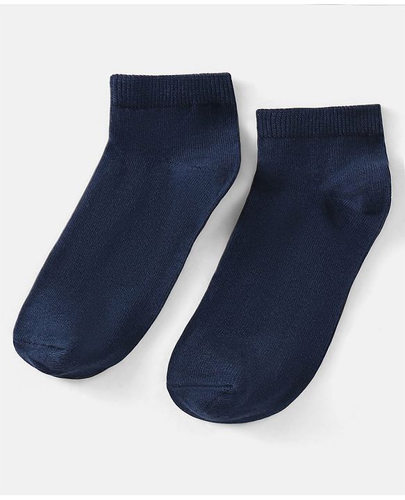 Pine Kids Solid Ankle Length Socks Pack of 3 - Navy Peony