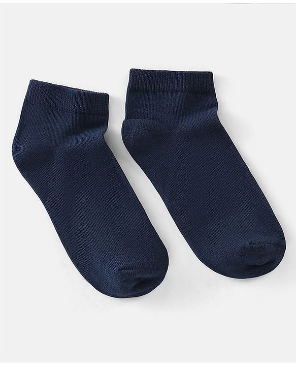 Pine Kids Solid Ankle Length Socks Pack of 3 - Navy Peony