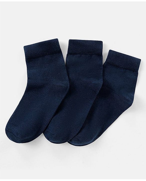 Pine Kids Anti Microbial Biowashed Regular Length Socks Pack Of 3 - Navy Peony