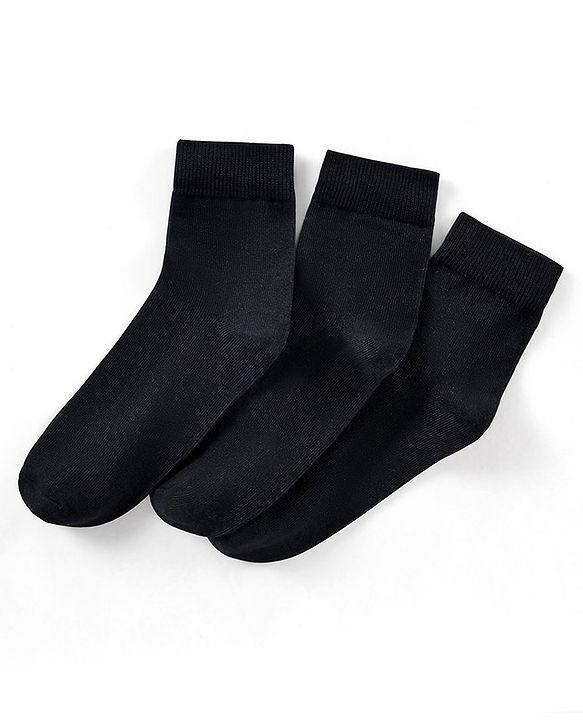 Pine Kids Anti Microbial Bio Washed Regular Length Socks Pack Of 3 - Black