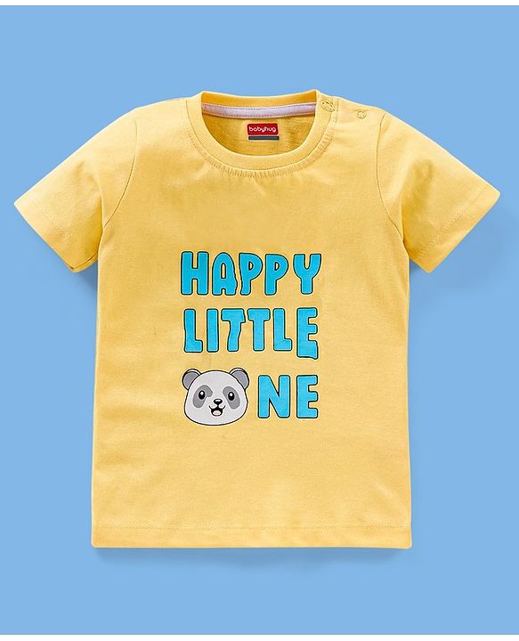 Babyhug Cotton Jersey Half Sleeves T-Shirt Text Print - Yellow