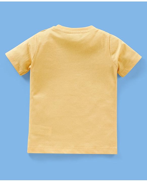 Babyhug Cotton Jersey Half Sleeves T-Shirt Text Print - Yellow