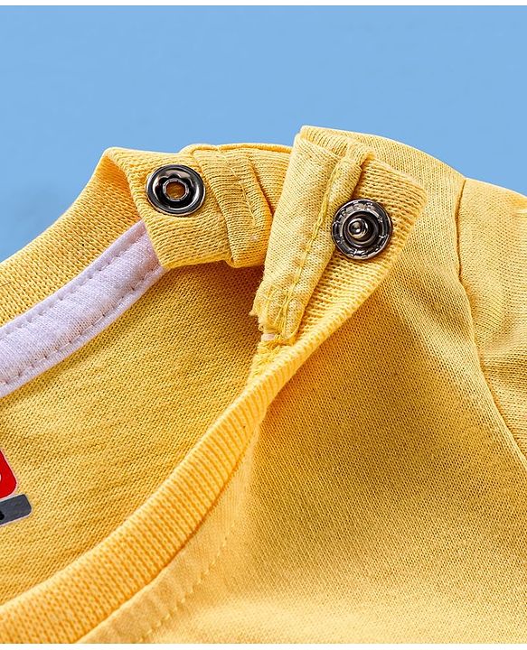 Babyhug Cotton Jersey Half Sleeves T-Shirt Text Print - Yellow