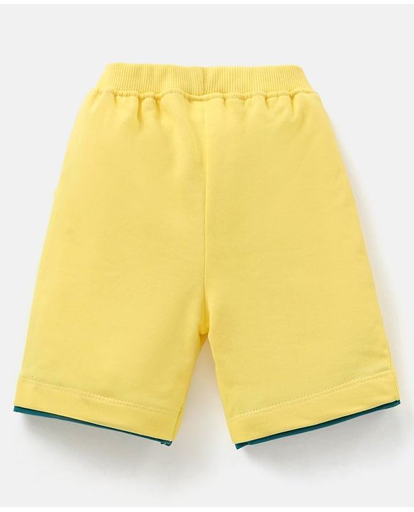 Babyhug 100% Cotton Single Jersey Half Sleeves T-Shirt & Shorts Set Lion Print - Green & Yellow
