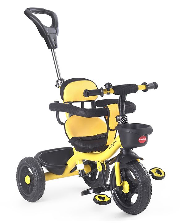 Babyhug Plug & Play Gladiator Tricycle With Parental Push Handle & Cushion Seat - Yellow
