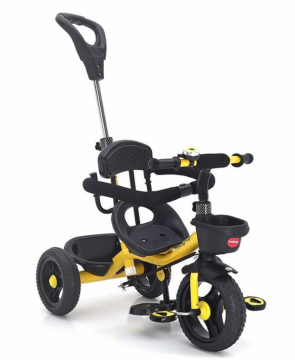 Babyhug Plug & Play Gladiator Tricycle With Parental Push Handle & Cushion Seat - Yellow