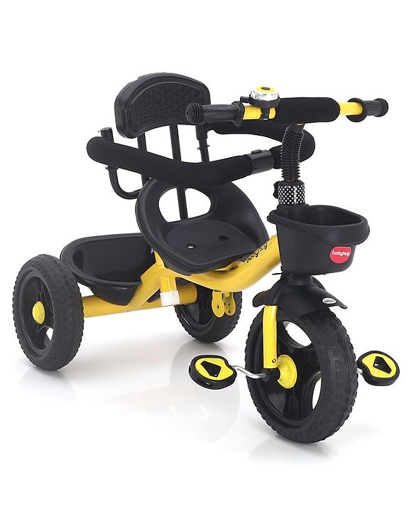 Babyhug Plug & Play Gladiator Tricycle With Parental Push Handle & Cushion Seat - Yellow