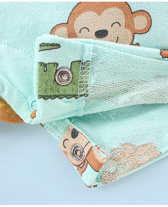 Babyhug 100% Cotton Knit Dungaree and Half Sleeves T-Shirt Set Stripes & Lion Print - Yellow & Light Blue