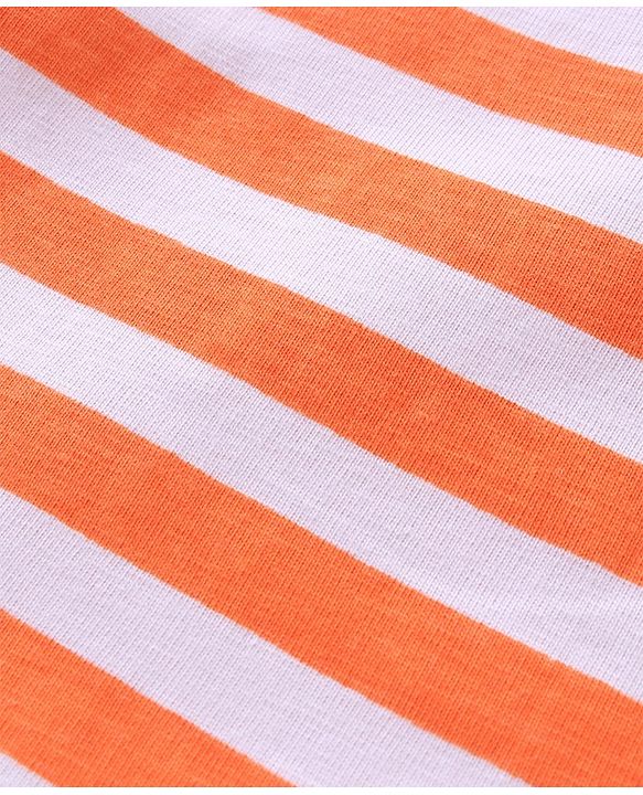 Babyhug 100% Cotton Half Sleeves Striped Inner Tee with Dungaree - Blue & Orange