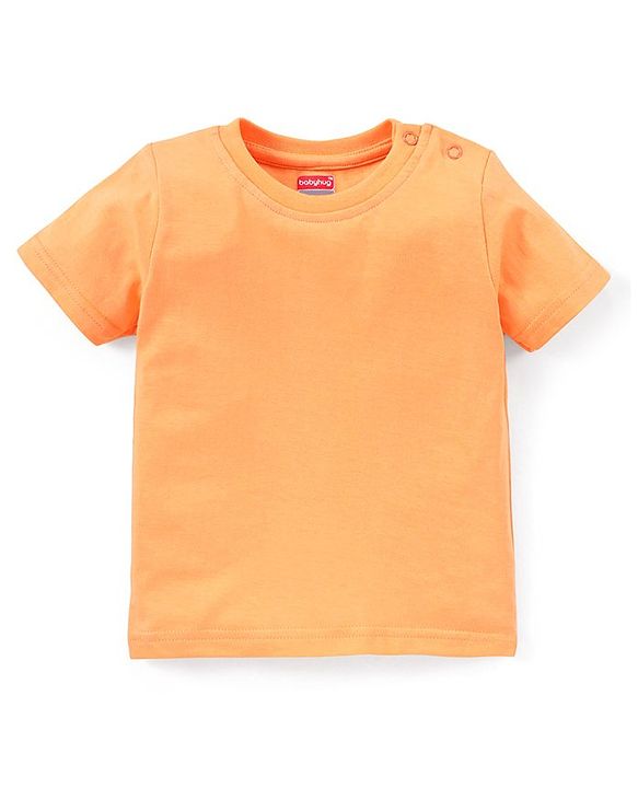 Babyhug 100% Cotton Knit Dungaree and Half Sleeves T-Shirt Set Stripes & Bunny Print - Orange & Purple