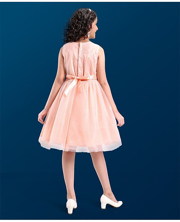 Pine Kids Woven Sleeveless Party Dress Bow Applique - Pink