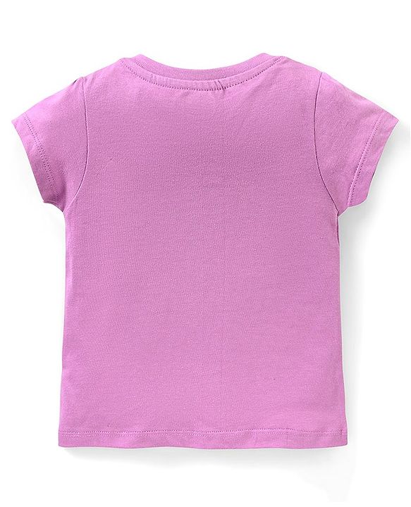 Babyhug Cotton Knit Half Sleeves Night Suit Giraffe Print - Lavender