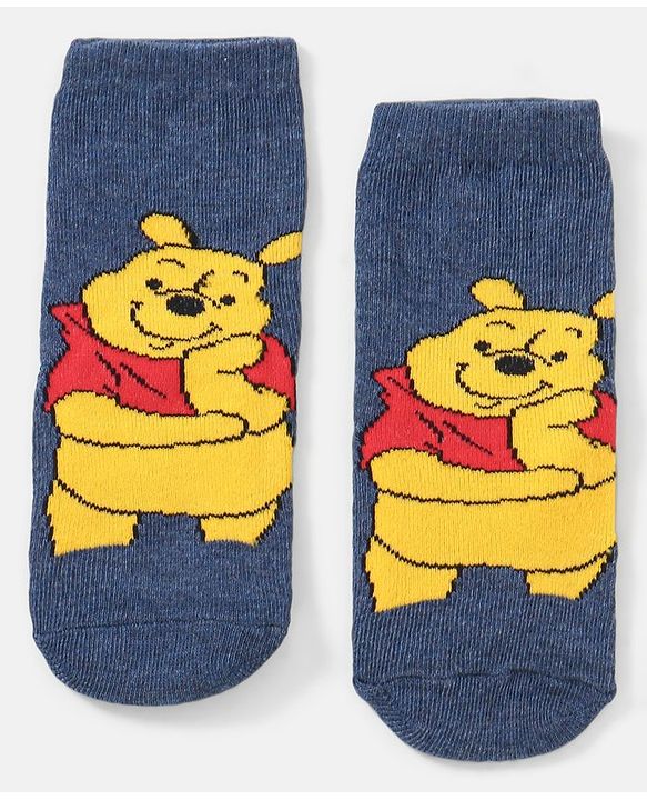 Cutewalk By Babyhug Anti Bacterial Ankle Length Non Terry Socks Mickey Mouse Design Pack of 3 - Navy Blue