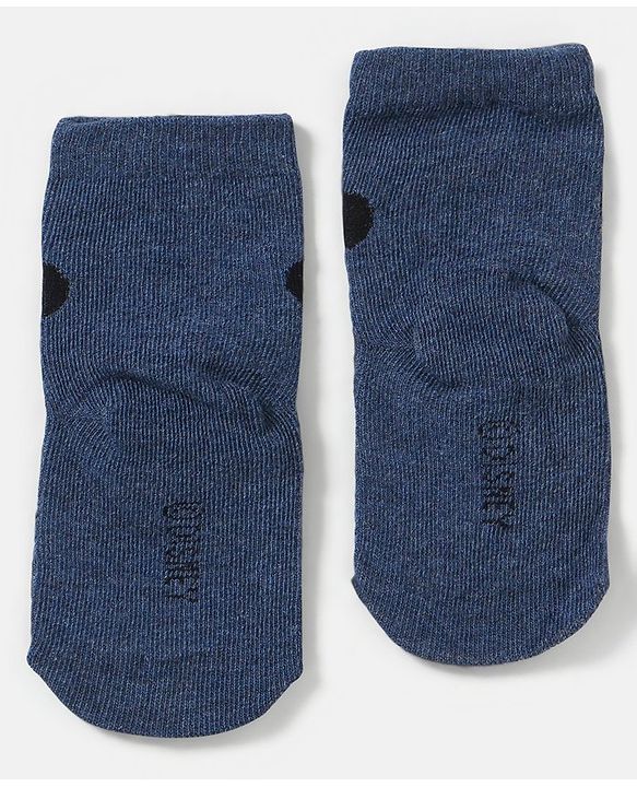 Cutewalk By Babyhug Anti Bacterial Ankle Length Non Terry Socks Mickey Mouse Design Pack of 3 - Navy Blue