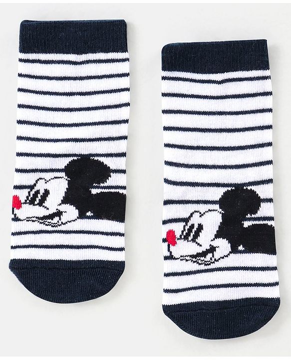 Cutewalk By Babyhug Anti Bacterial Ankle Length Non Terry Socks Mickey Mouse Design Pack of 3 - Red