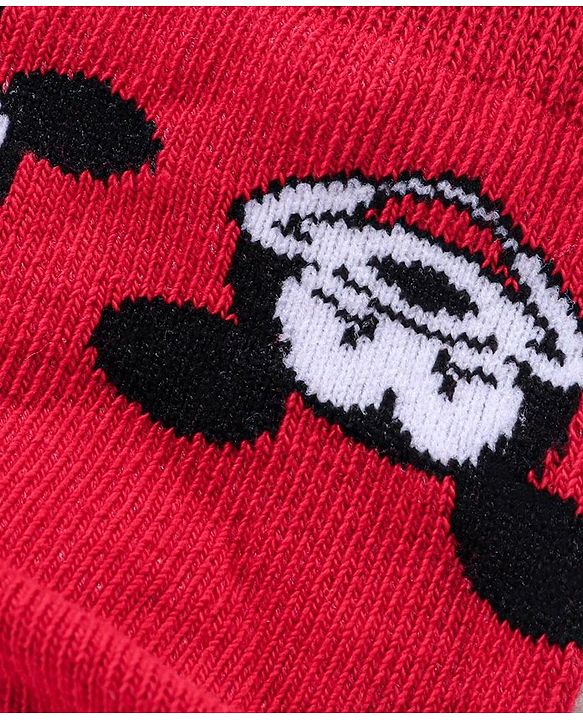 Cutewalk By Babyhug Anti Bacterial Ankle Length Non Terry Socks Mickey Mouse Design Pack of 3 - Red