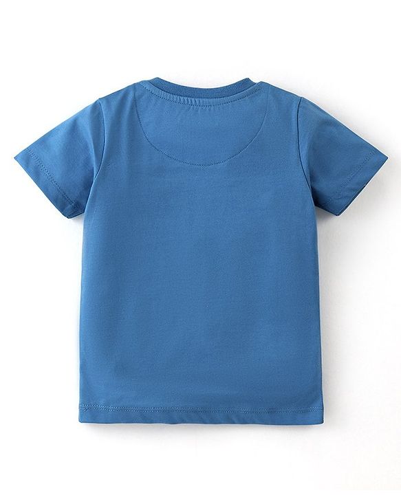 Babyhug 100% Cotton Knit Half Sleeves T-Shirt & Shorts Set Bunny Print - Blue