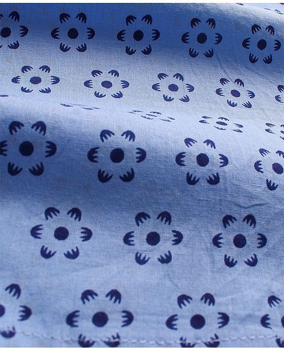 Babyhug 100% Cotton Full Sleeves Kurta & Dhoti Floral Print - Blue