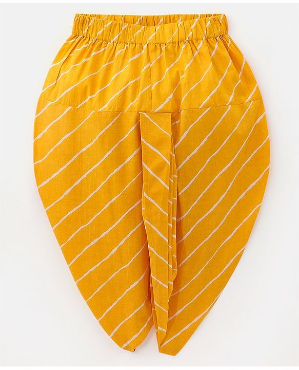 Babyhug 100% Cotton Full Sleeves Kurta & Dhoti Set Ethnic Print - Yellow