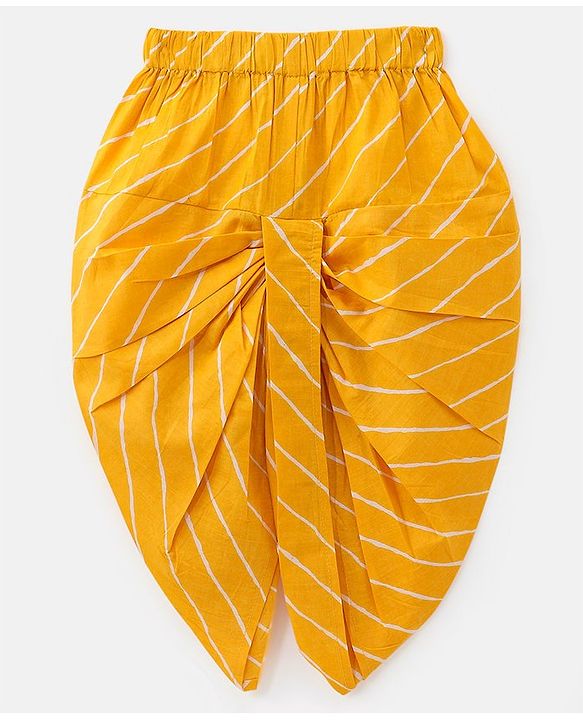 Babyhug 100% Cotton Full Sleeves Kurta & Dhoti Set Ethnic Print - Yellow
