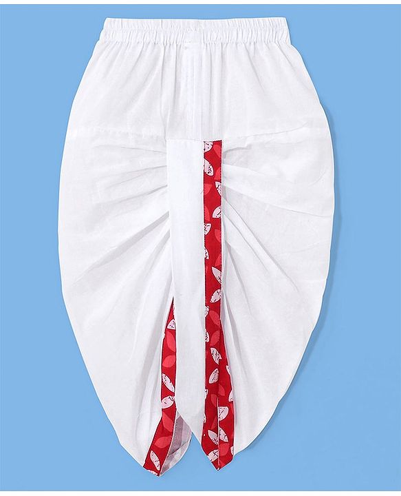 Babyhug 100% Cotton Woven Full Sleeves Floral Print Kurta & Dhoti Set - Red