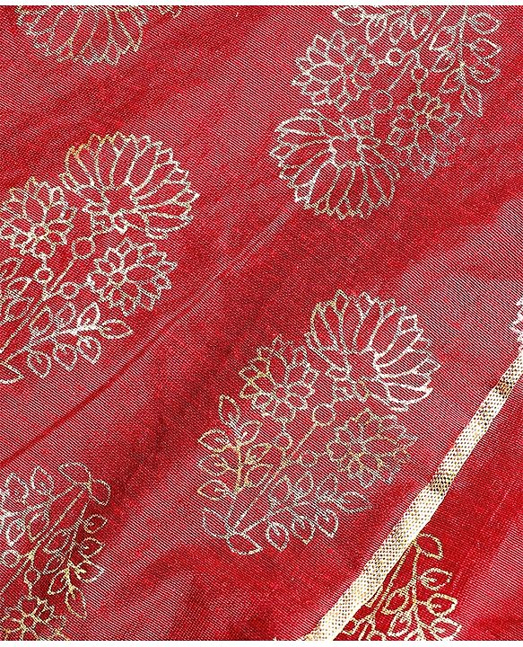 Babyhug Sleeveless Kurti With Churidar Pant & Dupatta Embroidery & Foil Print - Maroon