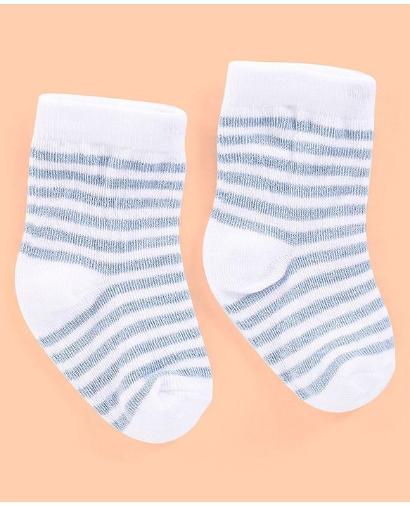 Cutewalk By Babyhug Anti Bacterial Ankle Length Non Terry Socks Striped Design Pack of 3- Blue
