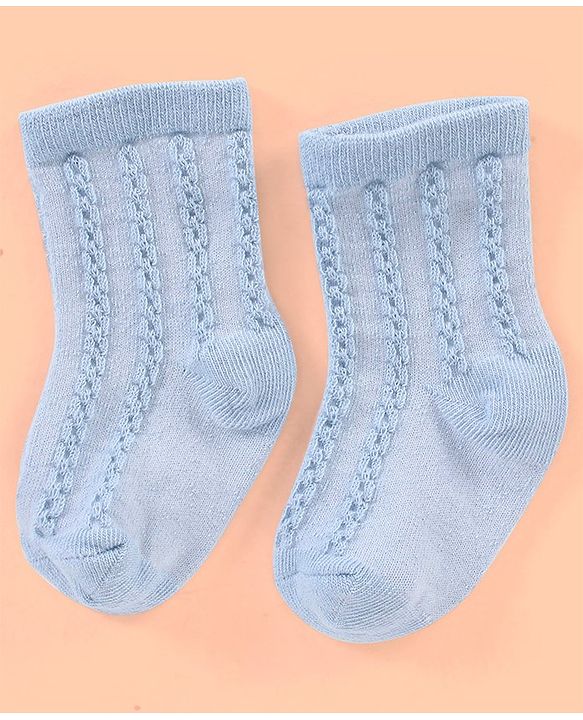 Cutewalk By Babyhug Anti Bacterial Ankle Length Non Terry Socks Striped Design Pack of 3- Blue
