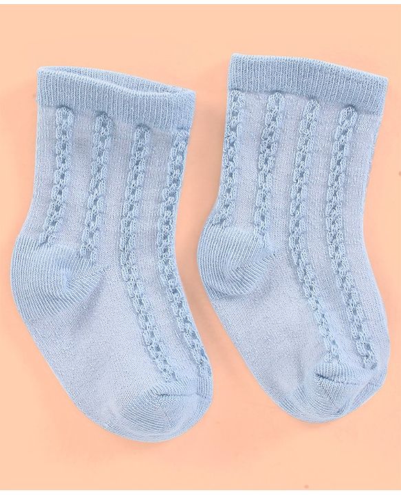 Cutewalk By Babyhug Anti Bacterial Ankle Length Non Terry Socks Striped Design Pack of 3- Blue