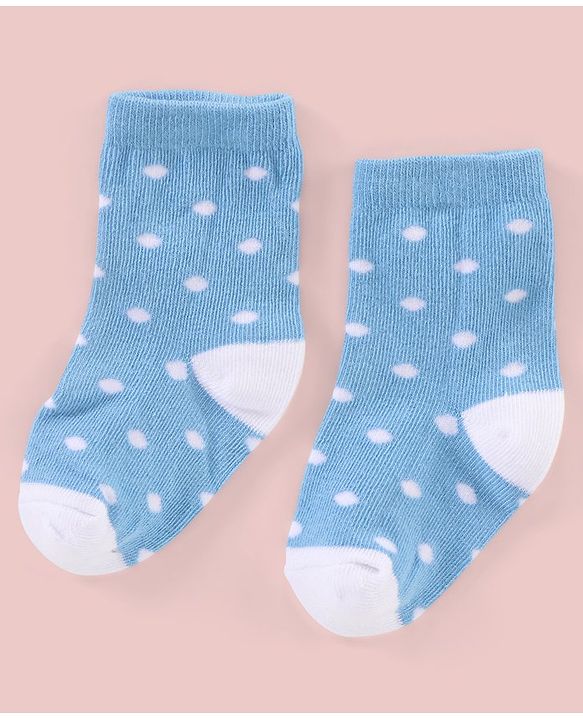 Cutewalk By Babyhug Anti Bacterial Ankle Length Non Terry Socks Polka Dots Design Pack of 3- Blue