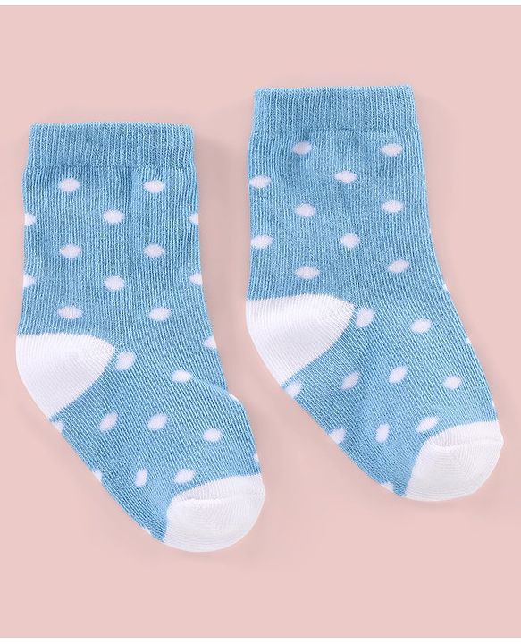 Cutewalk By Babyhug Anti Bacterial Ankle Length Non Terry Socks Polka Dots Design Pack of 3- Blue