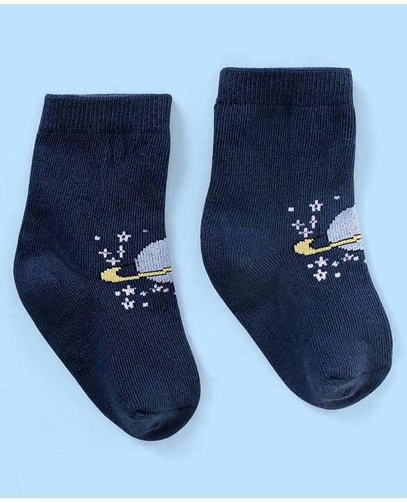 Cute Walk by Babyhug Non Terry Cotton Knit Ankle Length Anti Bacterial Socks Star Design Pack of 3 - Blue & Yellow